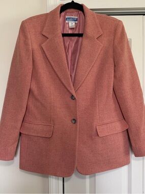 Pendleton Pink Wool Lined 2 Button Blazer Size 8